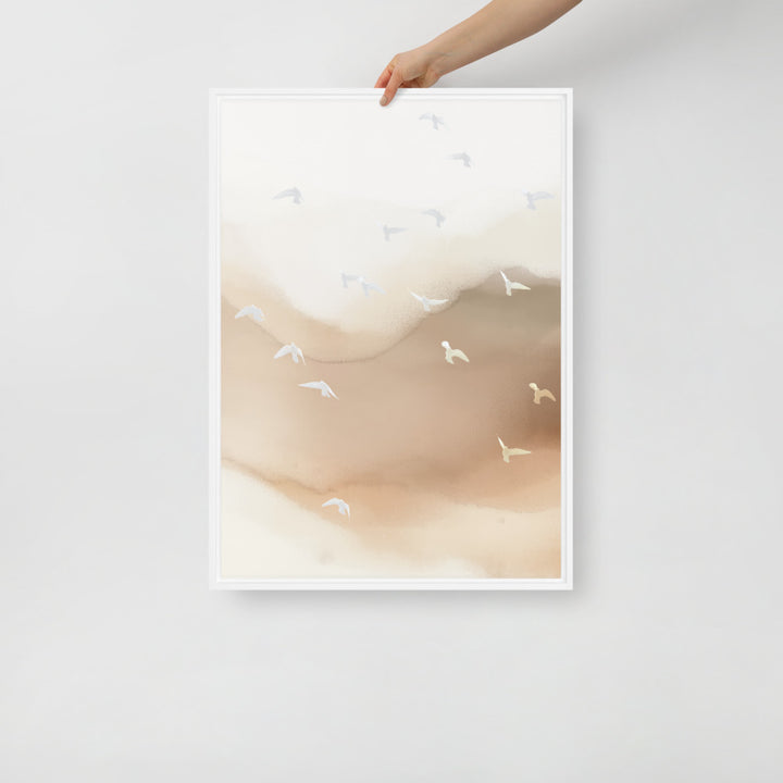 Dancing Wings in Sandy Winds - Portrait Framed Canvas