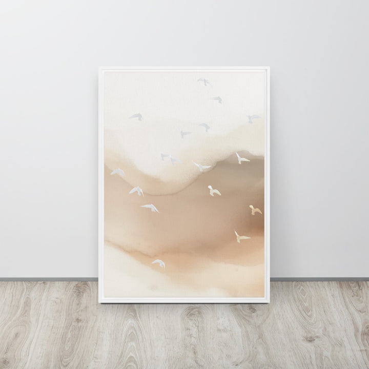 Dancing Wings in Sandy Winds - Portrait Framed Canvas