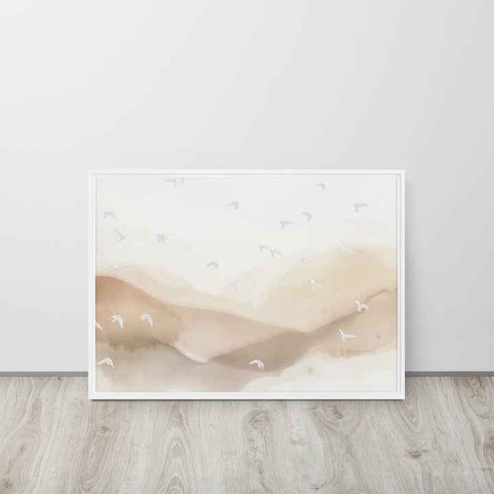 Dancing Wings in Sandy Winds – Landscape Framed Canvas