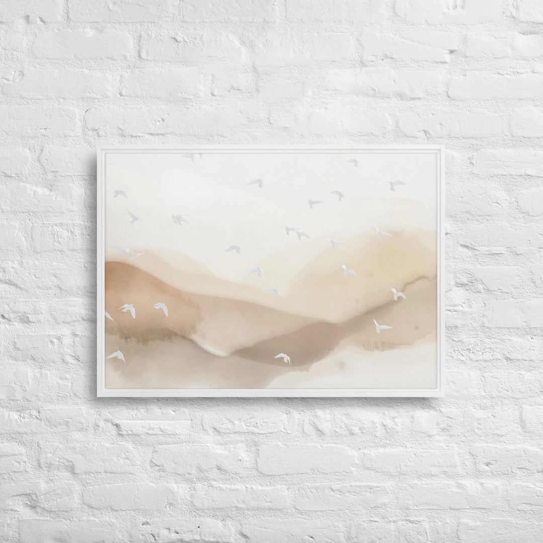 Dancing Wings in Sandy Winds – Landscape Framed Canvas