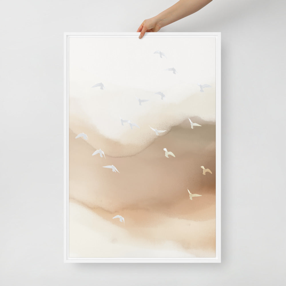 Dancing Wings in Sandy Winds - Portrait Framed Canvas