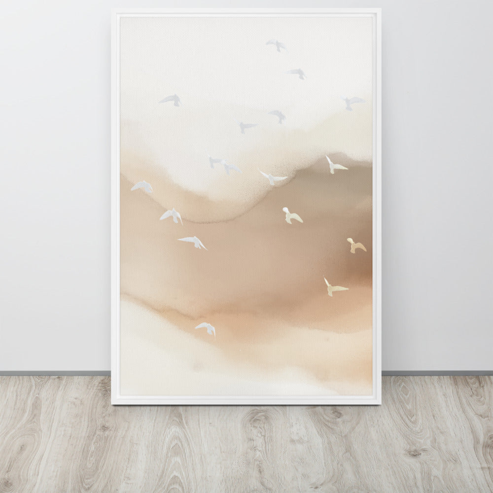 Dancing Wings in Sandy Winds - Portrait Framed Canvas