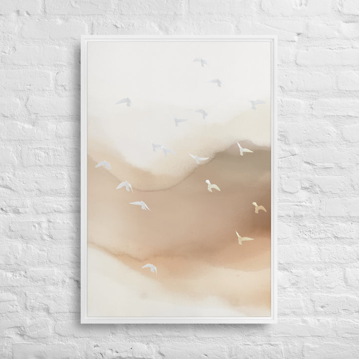 Dancing Wings in Sandy Winds - Portrait Framed Canvas