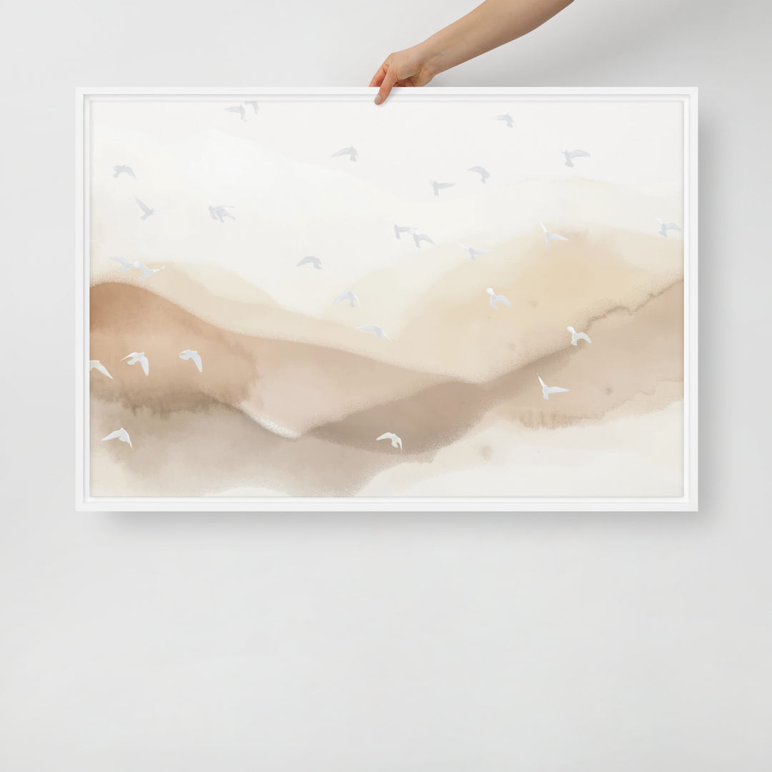 Dancing Wings in Sandy Winds – Landscape Framed Canvas