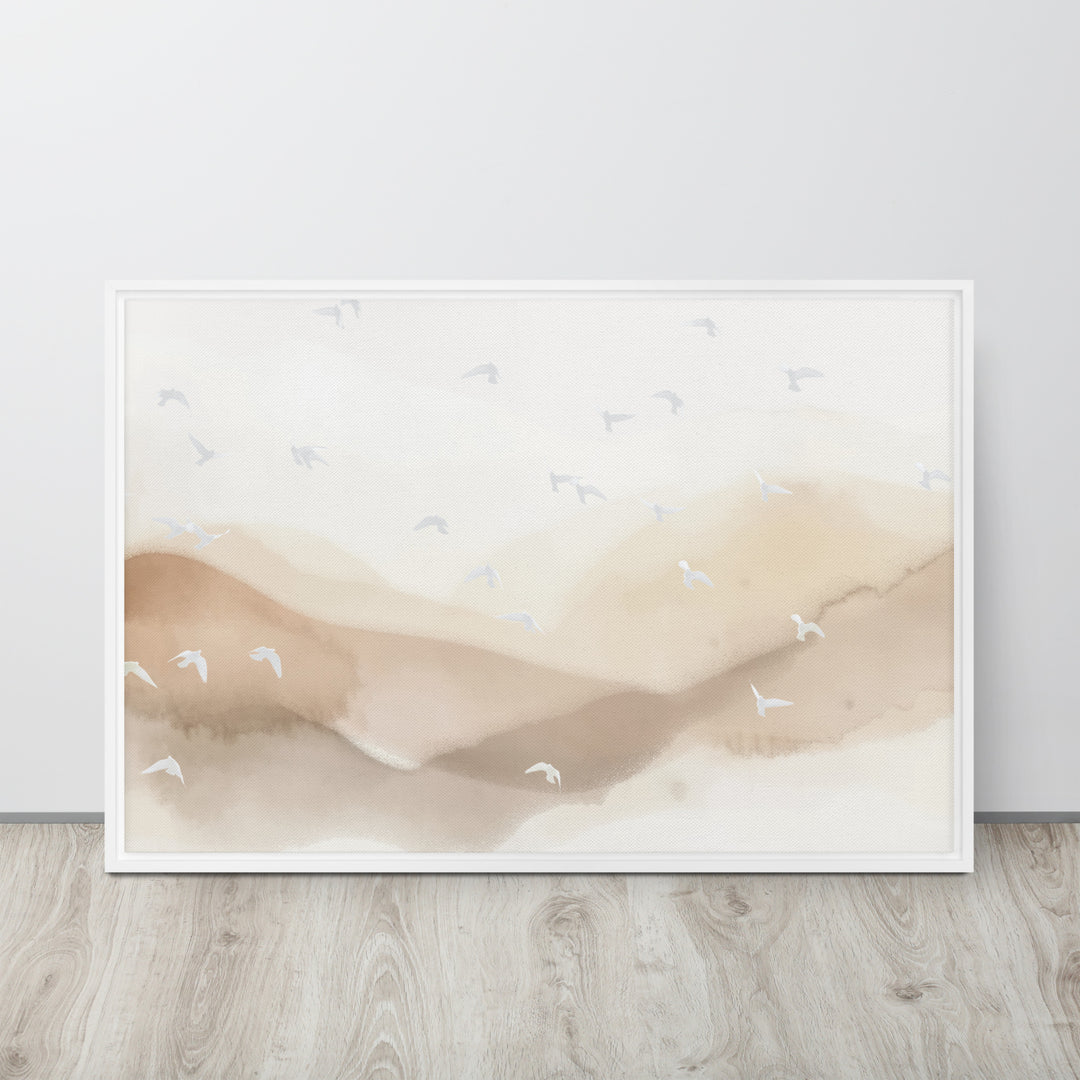 Dancing Wings in Sandy Winds – Landscape Framed Canvas