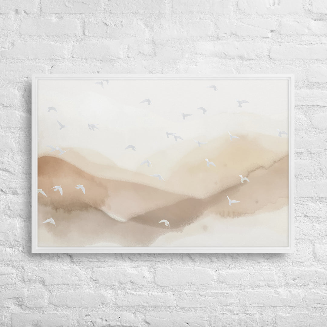 Dancing Wings in Sandy Winds – Landscape Framed Canvas