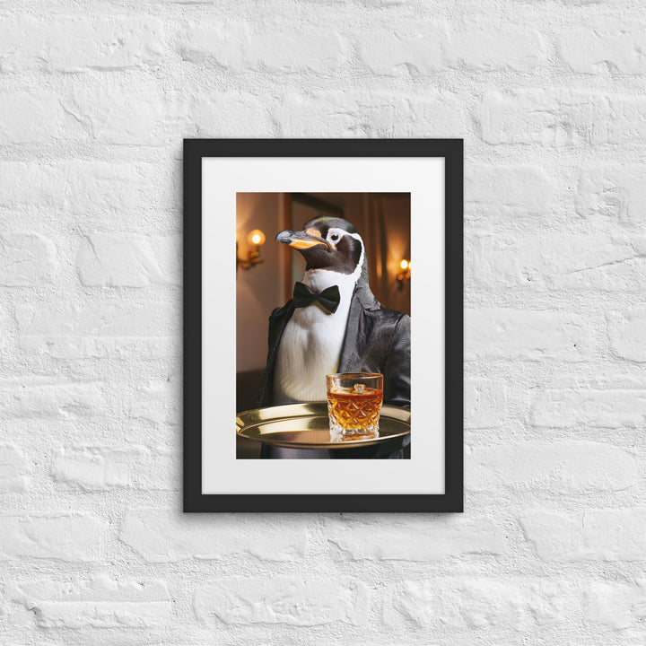 The Butler Penguin - Birds Like Us - 12"x16" Framed Mat Print