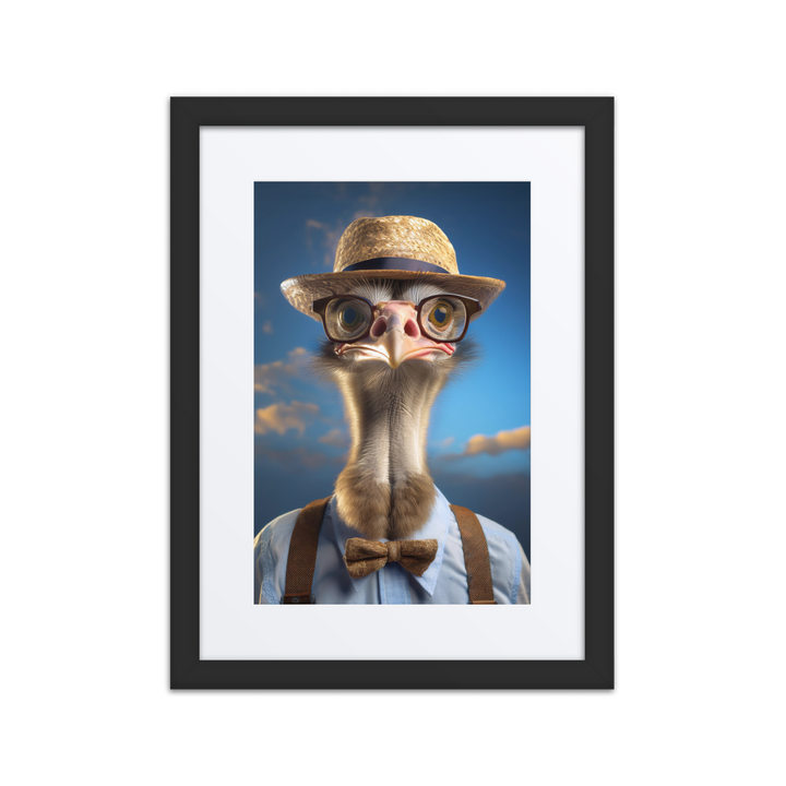 The Grandpa Ostrich - Birds Like Us - 12"x16" Framed Matted Print