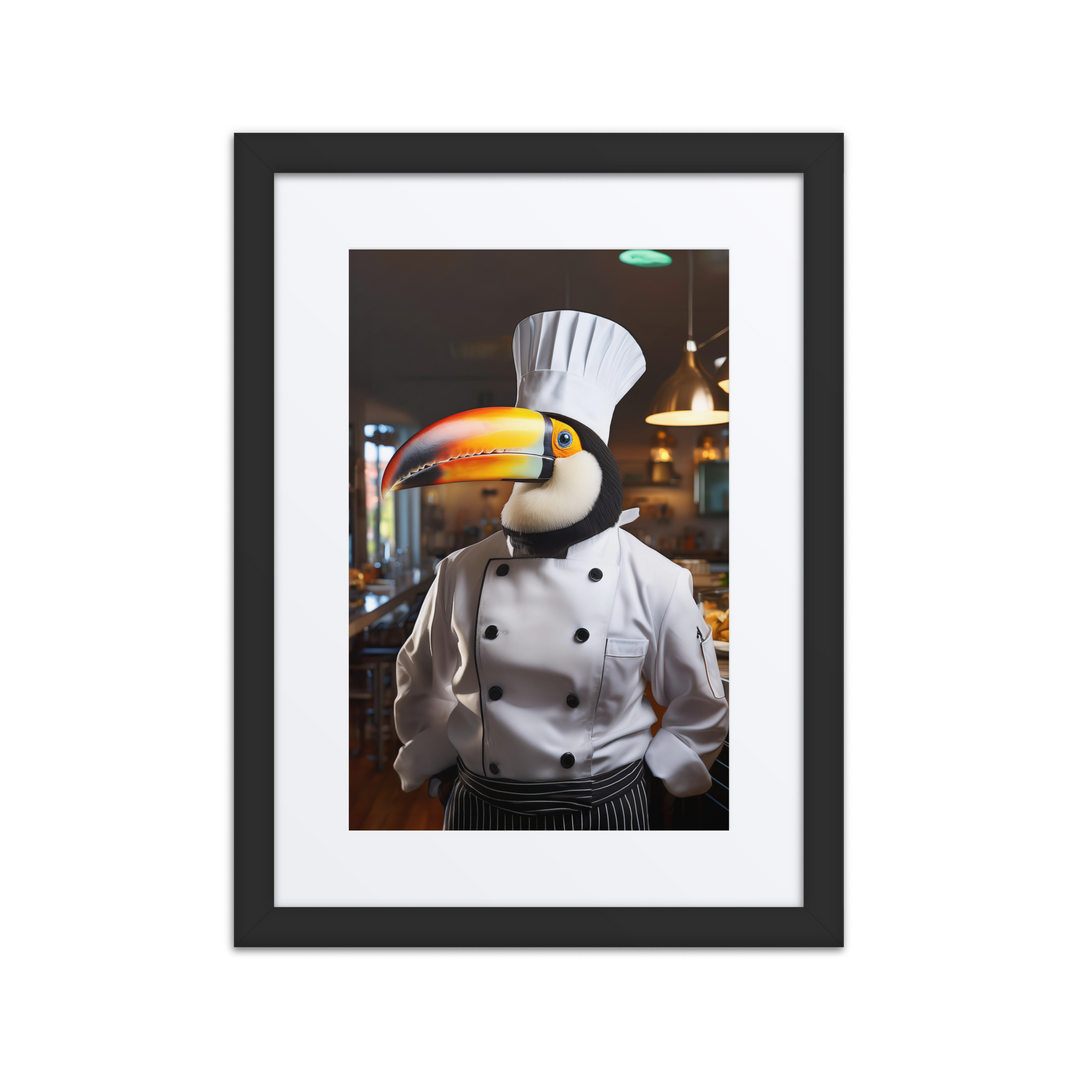 Chef Toucan - Birds Like Us - 12"x16" Framed Mat Print