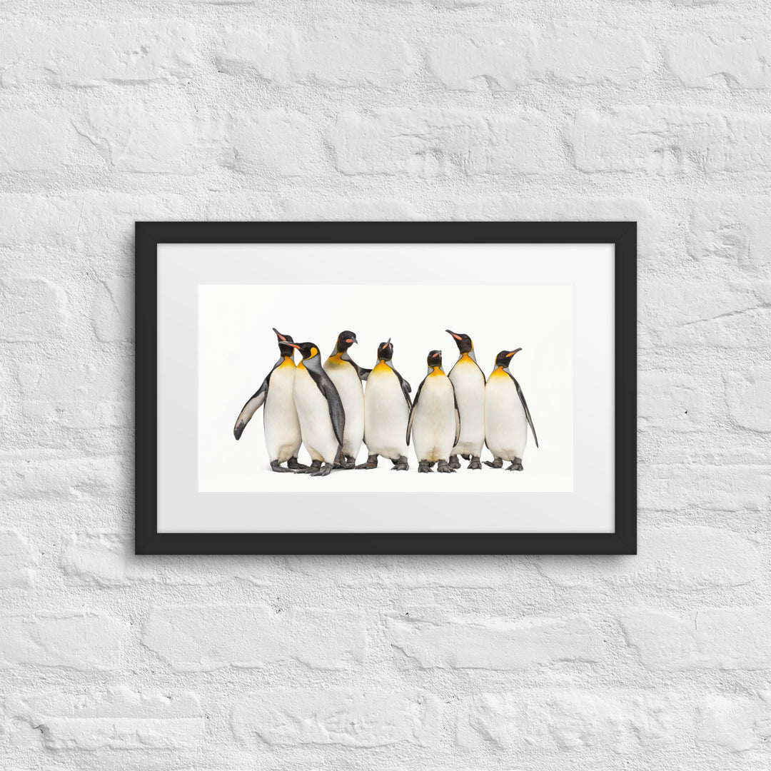 Penguin Pals – A Moment Together - 12"x18" Mat Framed Print