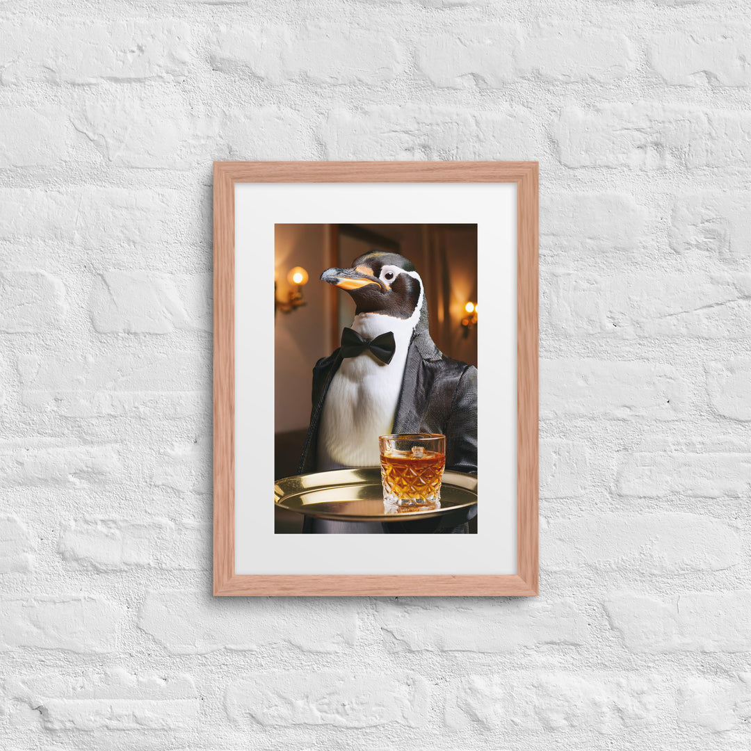 The Butler Penguin - Birds Like Us - 12"x16" Framed Mat Print