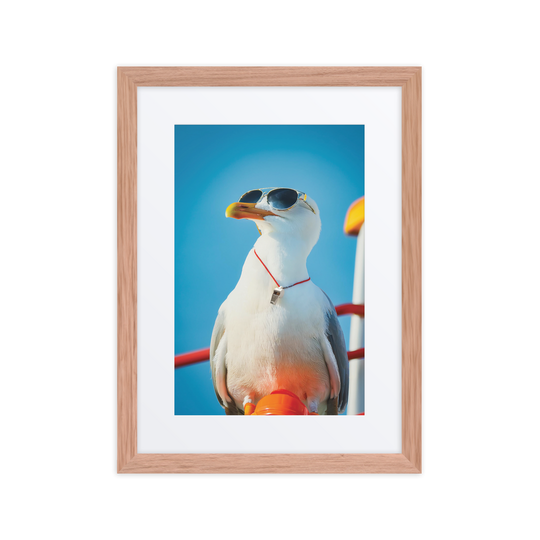 The Lifeguard Seagull - Birds Like Us - 12"x16" Framed Matted Print