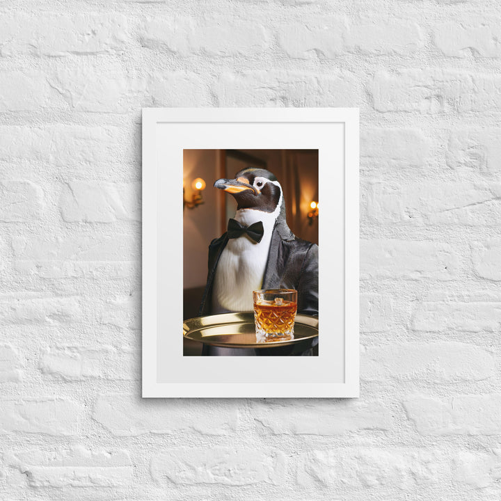 The Butler Penguin - Birds Like Us - 12"x16" Framed Mat Print