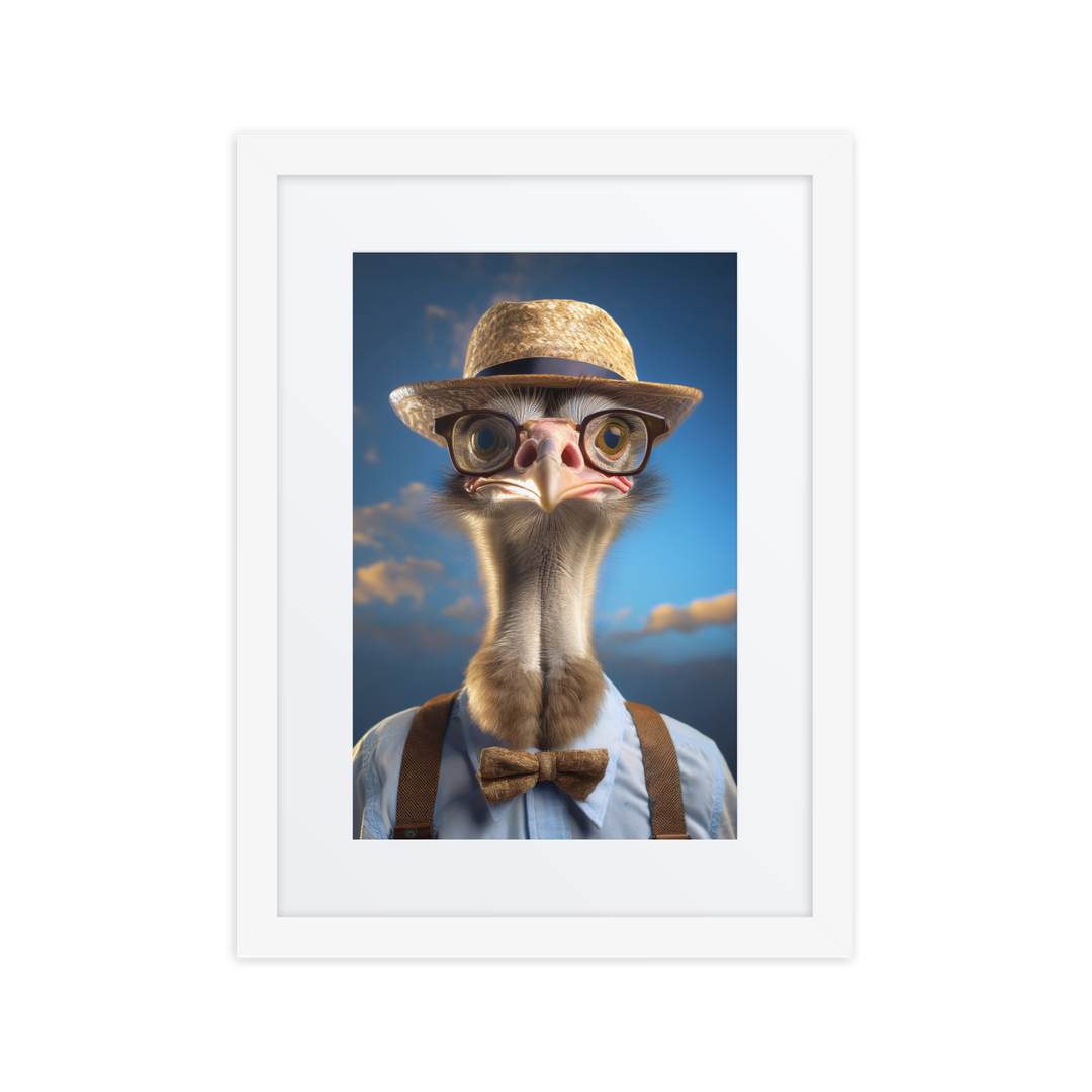 The Grandpa Ostrich - Birds Like Us - 12"x16" Framed Matted Print