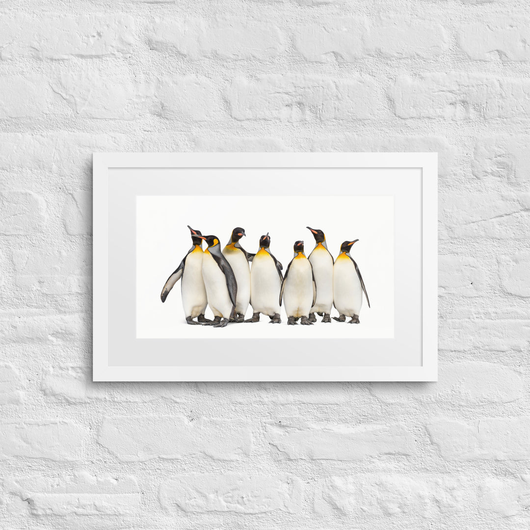 Penguin Pals – A Moment Together - 12"x18" Mat Framed Print