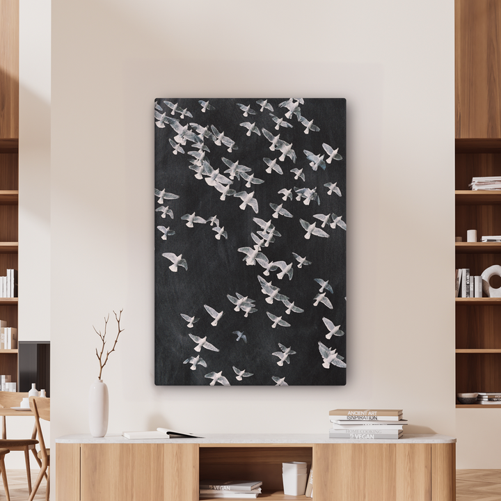 The Texture of Flight Across Graphite – Oversized Canvas