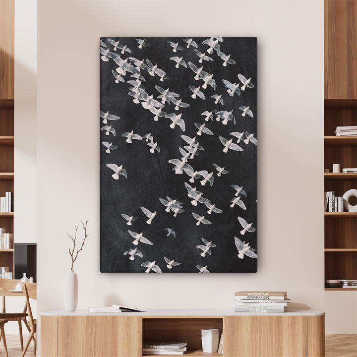 The Texture of Flight Across Graphite – Oversized Canvas