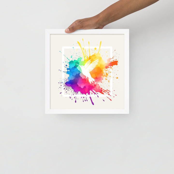 Watercolor Splash Framed Print - Hummingbird