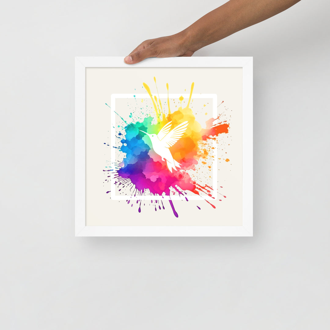 Watercolor Splash Framed Print - Hummingbird