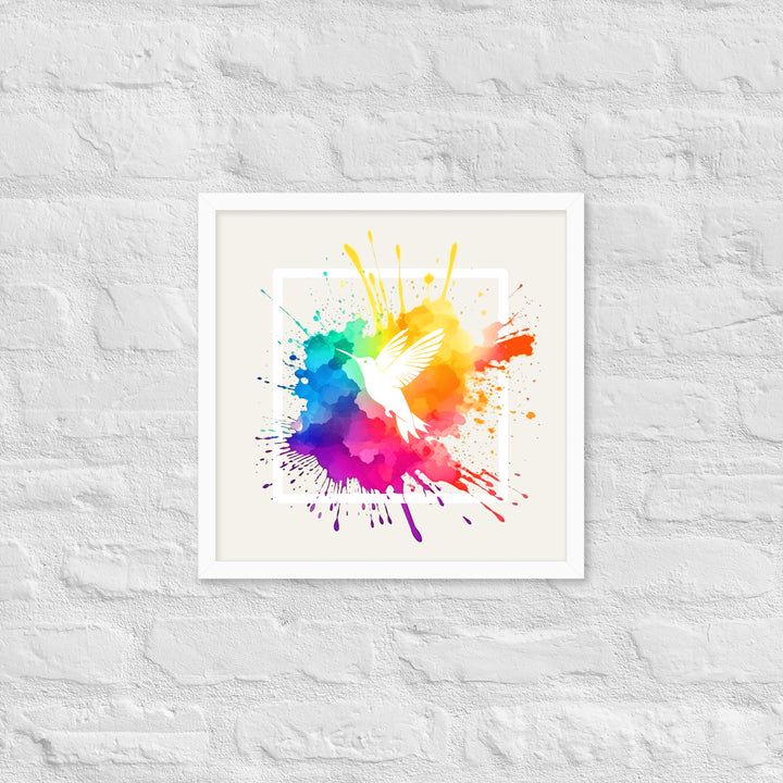 Watercolor Splash Framed Print - Hummingbird