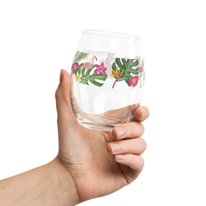 Flamingo Tropical Elegance - Stemless Wine Glass