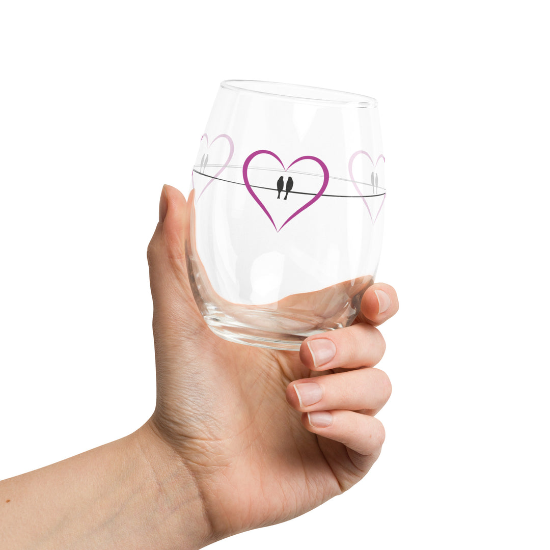 Lovebirds on a Wire - Stemless Wine Glass