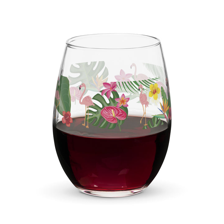 Flamingo Tropical Elegance - Stemless Wine Glass