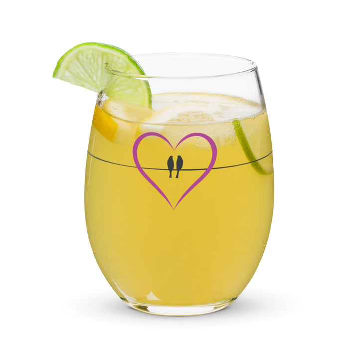 Lovebirds on a Wire - Stemless Wine Glass