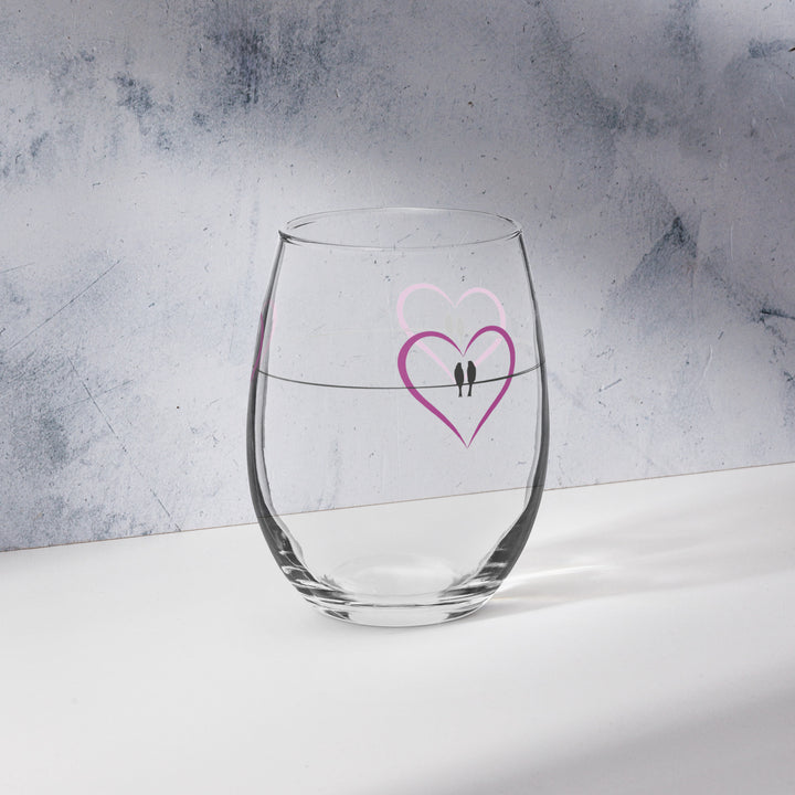 Lovebirds on a Wire - Stemless Wine Glass