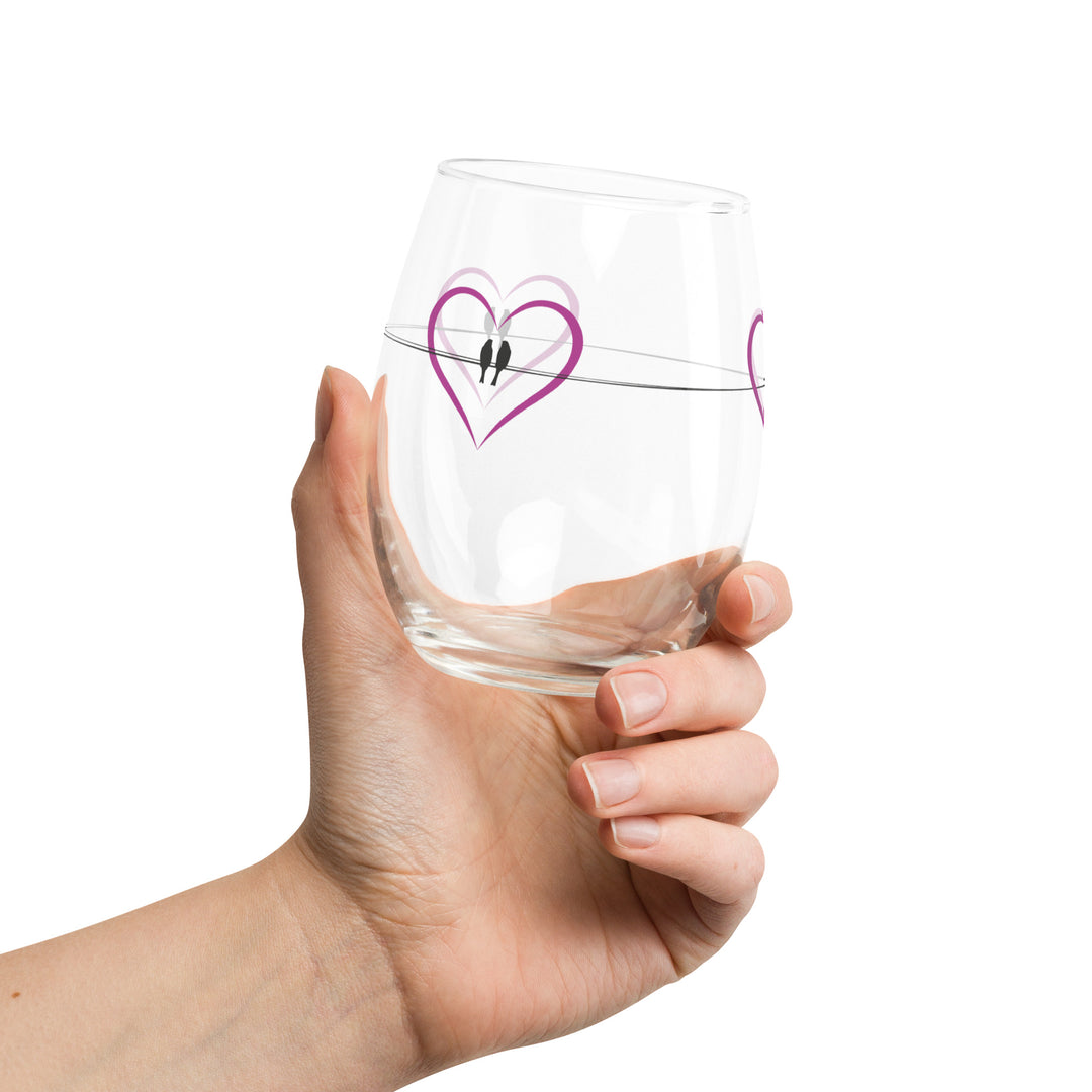 Lovebirds on a Wire - Stemless Wine Glass