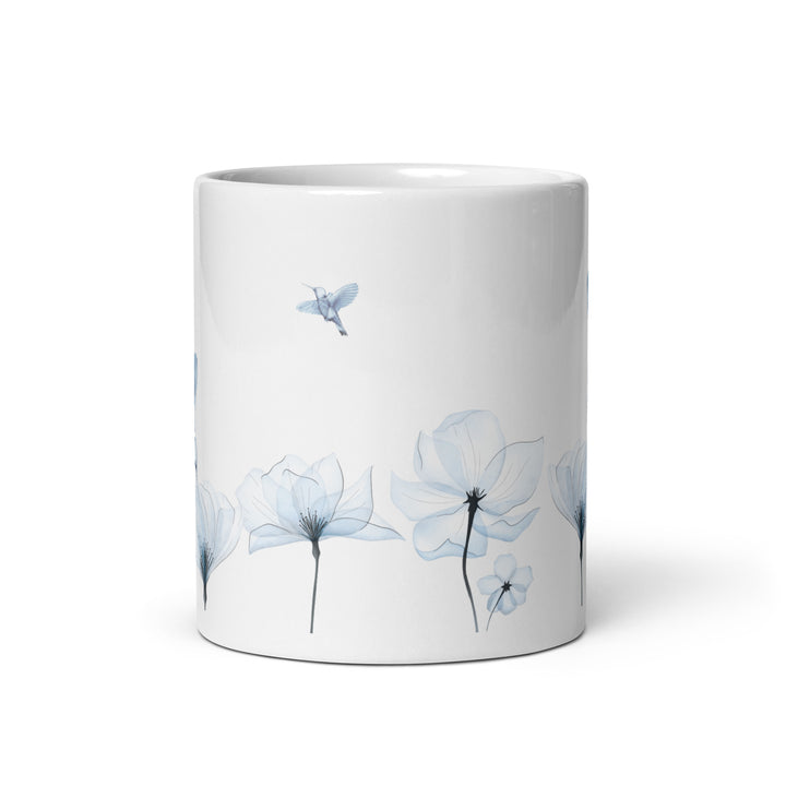 Sheer Blue Hummingbirds & Flowers - 11oz White Mug