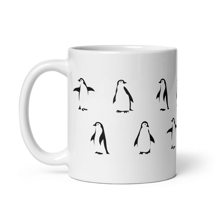 Playful Penguin Pattern Mug – 11oz Black & White Glossy Mug