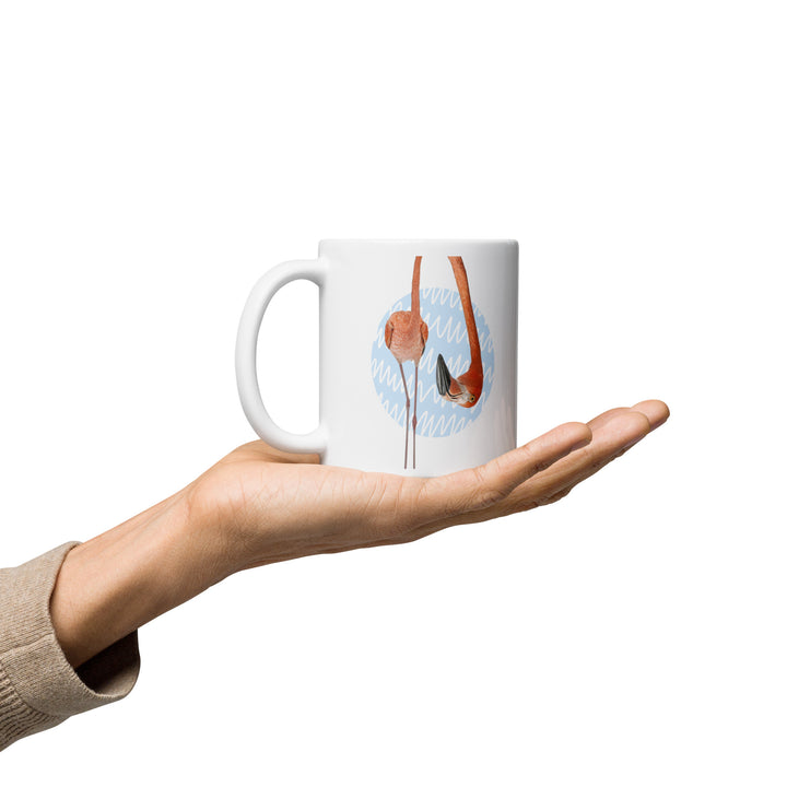 Curious Flamingo Mug – Whimsical Dual-Sided Design