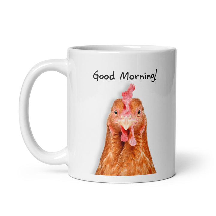 Good Morning! Red Rooster 11oz Mug – Quirky Ceramic Coffee Mug