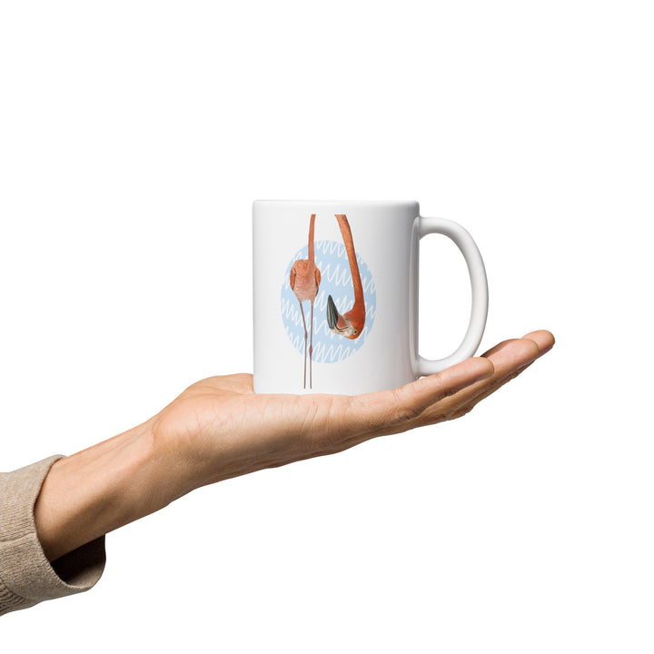 Curious Flamingo Mug – Whimsical Dual-Sided Design