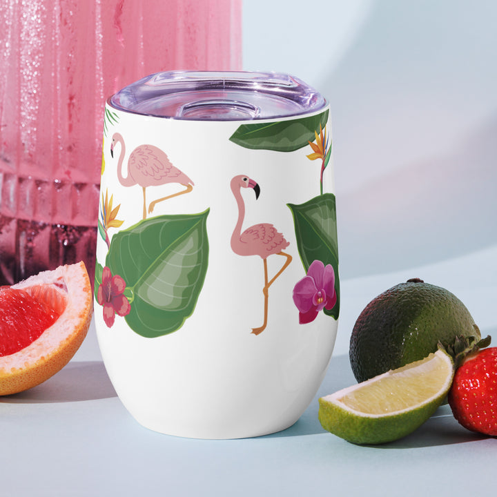 Flamingo Tropical Elegance - 12oz Wine tumbler