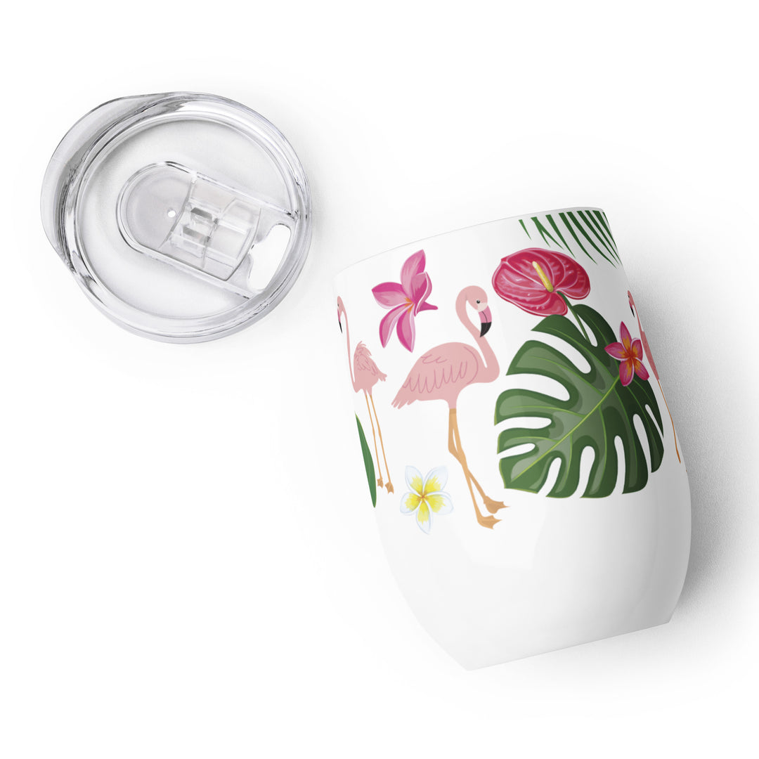 Flamingo Tropical Elegance - 12oz Wine tumbler