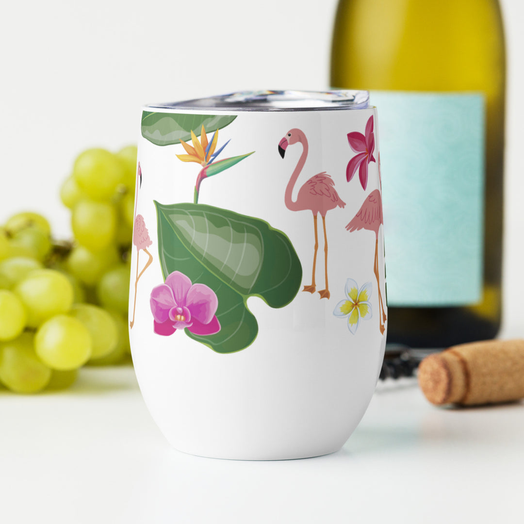 Flamingo Tropical Elegance - 12oz Wine tumbler